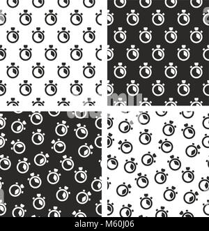 Stopwatch Seamless Pattern Set Stock Vector