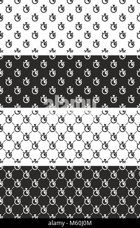 Stopwatch Seamless Pattern Set Stock Vector