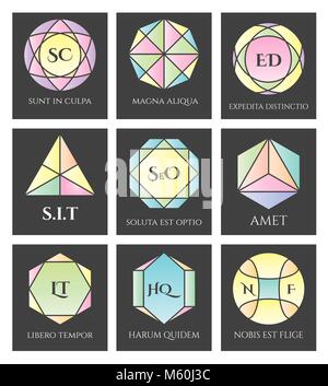Geometric logo shapes. Vector abstract shape set for logos graphics Stock Vector
