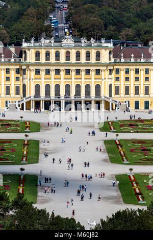 Looking down on Schönbrunn Palace gardens, Schonbrunn, Vienna, Austria. Stock Photo