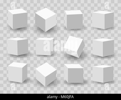 White blocks. 3d modeling white cubes vector illustration Stock Vector