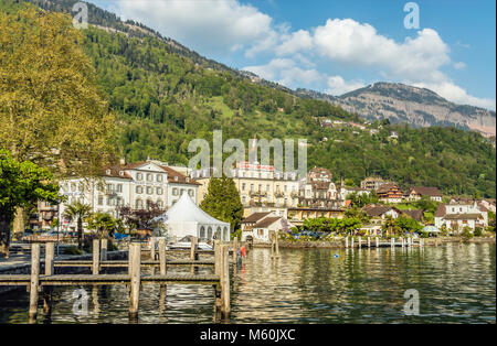 Weggis at the Lake Lucerne at the near Lucerne in Switzerland