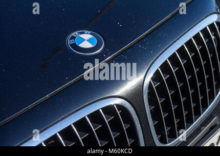 FUERTH / GERMANY - FEBRUARY 25, 2018: BMW emblem on a bmw car. BMW is a German multinational company which currently produces automobiles and motorcyc Stock Photo