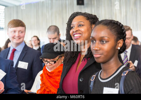 City Hall, London, 27th Feb 2018. Dawn Butler, MP (2nd from right) The Mayor of London Sadiq Khan announces the winners of the London Borough of Culture competition at a special presentation at City Hall.  The £3.5-million London Borough of Culture award, is a major new initiative. Funding will help the winning boroughs to stage a programme of world-class cultural events and initiatives. Credit: Imageplotter News and Sports/Alamy Live News Stock Photo