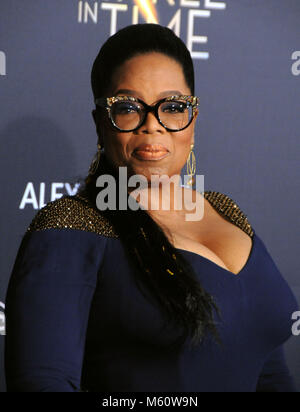 Los Angeles, USA. 26th Feb, 2018. LOS ANGELES, CA - FEBRUARY 26: Actress Oprah Winfrey attends the World Premiere of Disney's' 'A Wrinkle In Time' at the El Capitan Theatre on February 26, 2018 in Los Angeles, California. Credit: Barry King/Alamy Live News Stock Photo