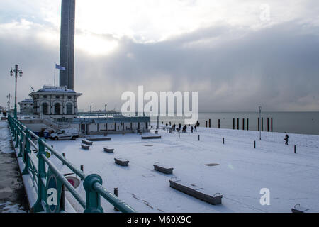 Snow on Brighton seafront, UK Stock Photo