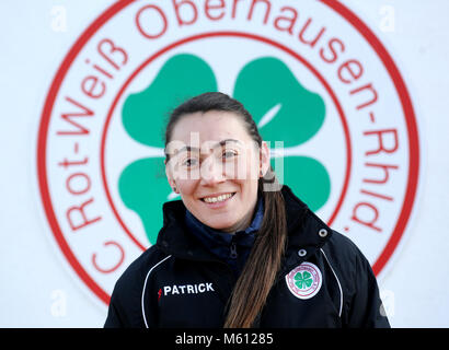 20 February 2018, Germany, Oberhausen: Duygu Erdogan, assistant coach of soccer club Rot-Weiss Oberhausen. 29-year old Erdogan is part of the team of coaches headed by 4th division head coach Mike Terranova. Photo: Roland Weihrauch/dpa Stock Photo