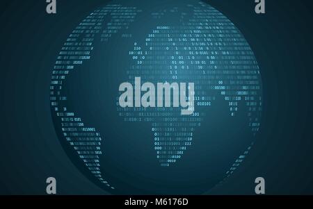 Abstract world map from binary code. Abstract planet earth. Futuristic background. Computer programming code. Global network. Vector illustration. EPS Stock Vector
