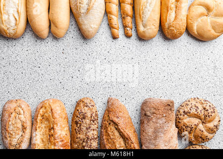 Variety of delicious freshly baked bread and baguettes Stock Photo