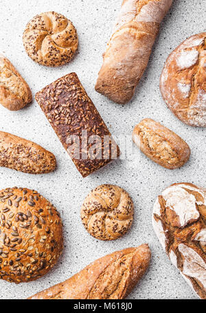 Variety of delicious freshly baked bread and baguettes Stock Photo