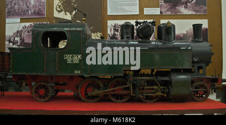 Model of steam locomotive on display at railway museum in Belgrade, Serbia Stock Photo