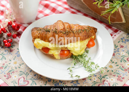 Croissant with Bacon and cheese Stock Photo