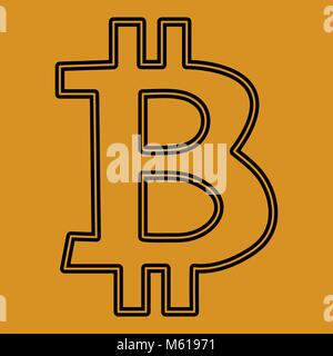 Bitcoin Vector Bitkoins icon symbol on a YELLOW background. ILLUSTRATION Stock Vector
