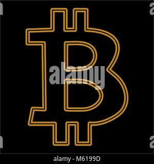 Bitcoin Vector is an isolated simple seamless pattern. Bitkoins icon symbol on a BLACK background. Web business wallpapers for your projects Stock Vector
