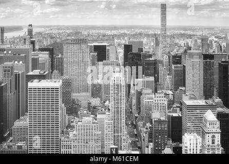Black and white picture of the New York City skyline, USA. Stock Photo