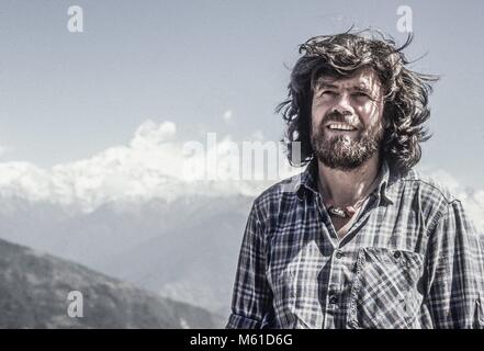 Mountaineer Legend Reinhold Messner on 25 October 1993 in Nepal | usage worldwide Stock Photo