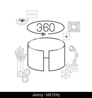 virtual reality technology set icons Stock Vector