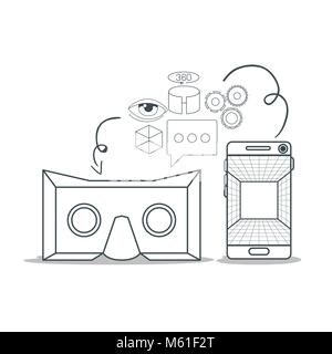 virtual reality technology set icons Stock Vector