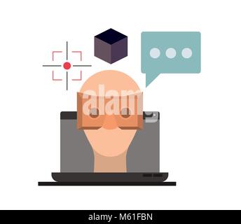 virtual reality technology set icons Stock Vector