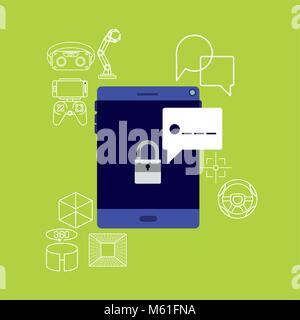 virtual reality technology set icons Stock Vector