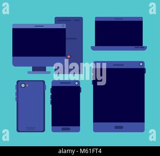 virtual reality technology set icons Stock Vector
