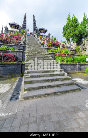 Visitors explore the immense Pura Besakih Temple (aka Mother Temple of Besakih) Stock Photo