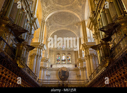 Central Nave of the Cathedral of Malaga, Spain Stock Photo