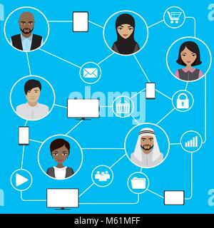 Communication between people using smart gadgets Stock Vector