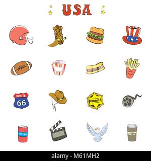 American Culture Icons or objects Stock Vector