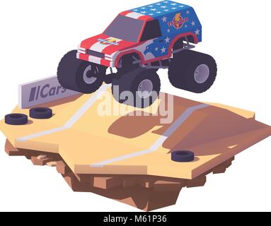 Vector low poly monster truck Stock Vector