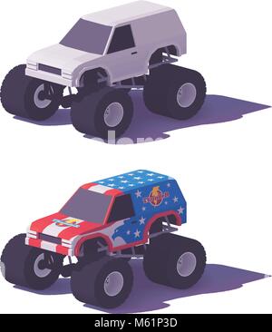 Vector low poly monster truck Stock Vector
