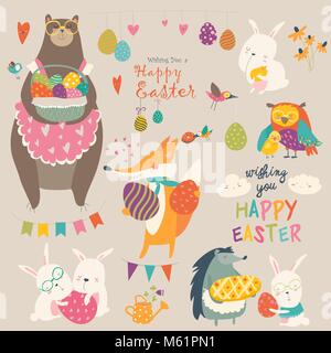 Animals celebrating Easter Stock Vector