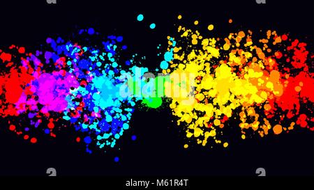 Vector drops rainbow banner on black. Beautiful hand drawn vector sketch. Colorful elements for social media and print decoration. Stock Vector
