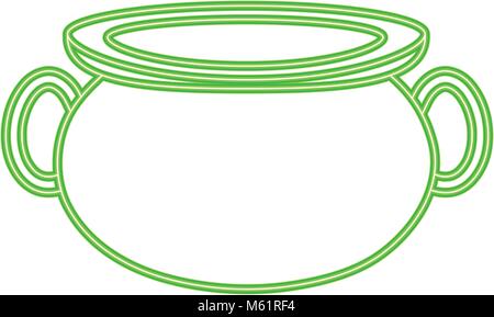 neon line pot cauldron to traditional object to cooking Stock Vector