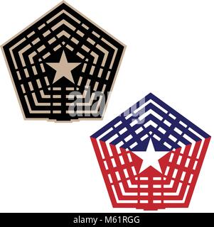Pentagon vector illustration in black and tan, and red white and blue versions Stock Vector
