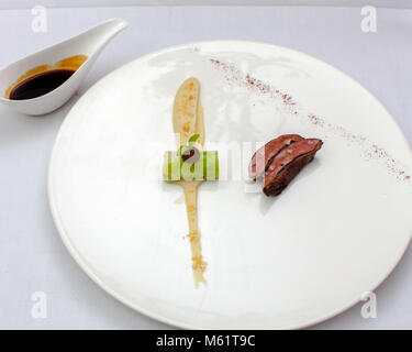 Menu of Michelin Star Chef Thomas Figovc Stock Photo
