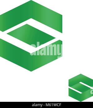 Letter S, abstract finance business logo, green hexagonal vector shape, logotype template. Stock Vector