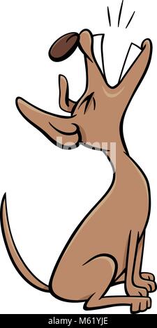 Cartoon Illustration of Dog Animal Character Barking or Howling Stock Vector