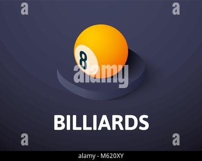 Billiards isometric icon, isolated on color background Stock Vector