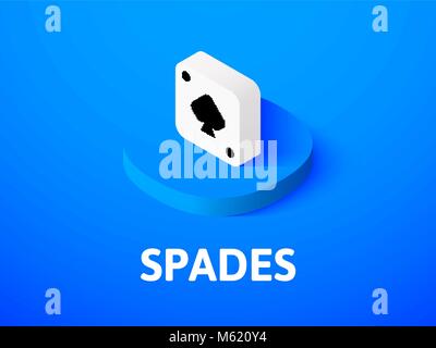 Spades isometric icon, isolated on color background Stock Vector