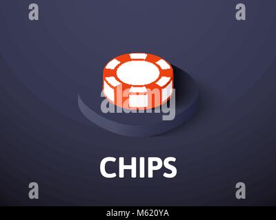 Chips isometric icon, isolated on color background Stock Vector