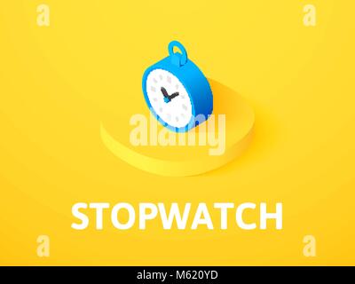 Stopwatch isometric icon, isolated on color background Stock Vector