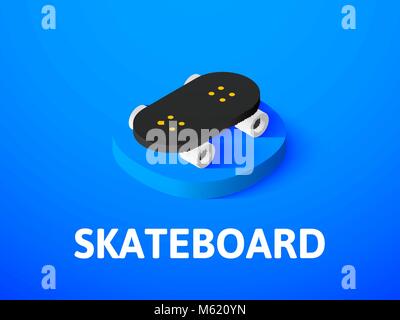 Skateboard isometric icon, isolated on color background Stock Vector