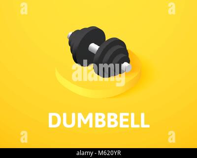 Dumbbell isometric icon, isolated on color background Stock Vector