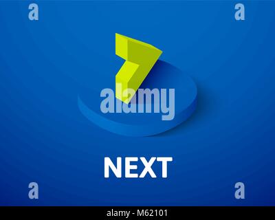 Next isometric icon, isolated on color background Stock Vector