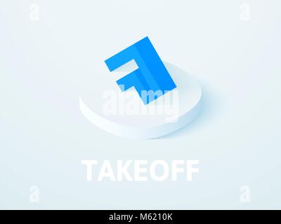 Takeoff isometric icon, isolated on color background Stock Vector