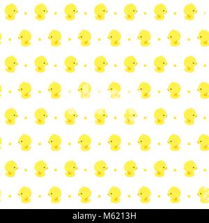 seamless pattern with cute baby rubber ducks on white background, design for baby and child, can be used for invitations, nursery art decor, newborn b Stock Vector