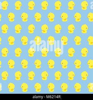 seamless pattern with cute baby rubber ducks on blue background, design for baby and child, can be used for invitations, nursery art decor, newborn ba Stock Vector