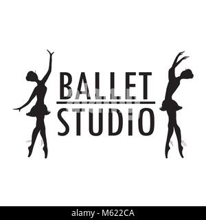 Design poster or logo ballet school, dance studio, stock vector illustration Stock Vector