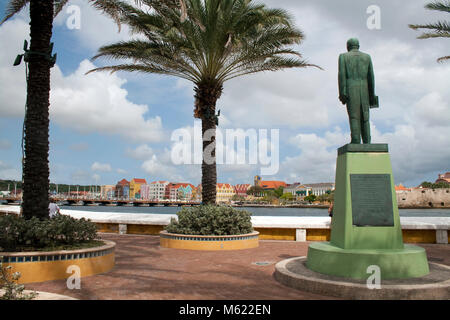 Dr. Efrain Jonchkeer Statue at Rif Fort, former prime minister of Netherland Antilles, Willemstad, Curacao, Netherlands Antilles, Caribbean Stock Photo